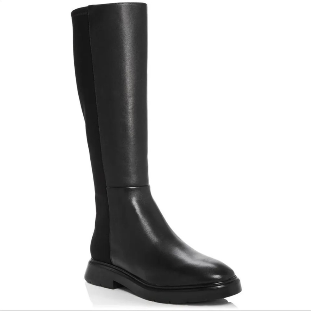 STUART WEITZMAN Mckenzee Black Leather Pull On Knee-High Boots - MSRP: $750